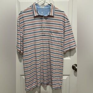 Johnnie O Hangin Out striped Polo. Sz XL. Blue/orange/white